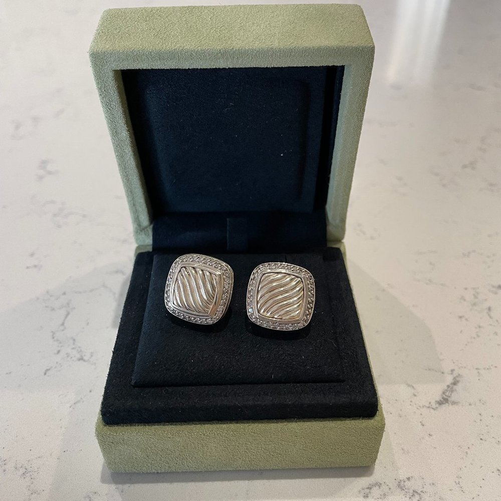 David Yurman Albion Stud Earrings in Sterling Silver with Diamonds